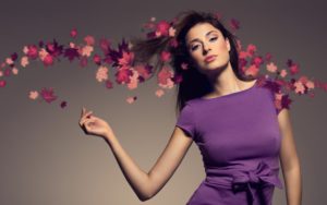 leaves-makeup-photography-purple-dress-wind-purple-dresses-pink-spring-color-flower-beauty-woman-petal-photo-shoot-115747